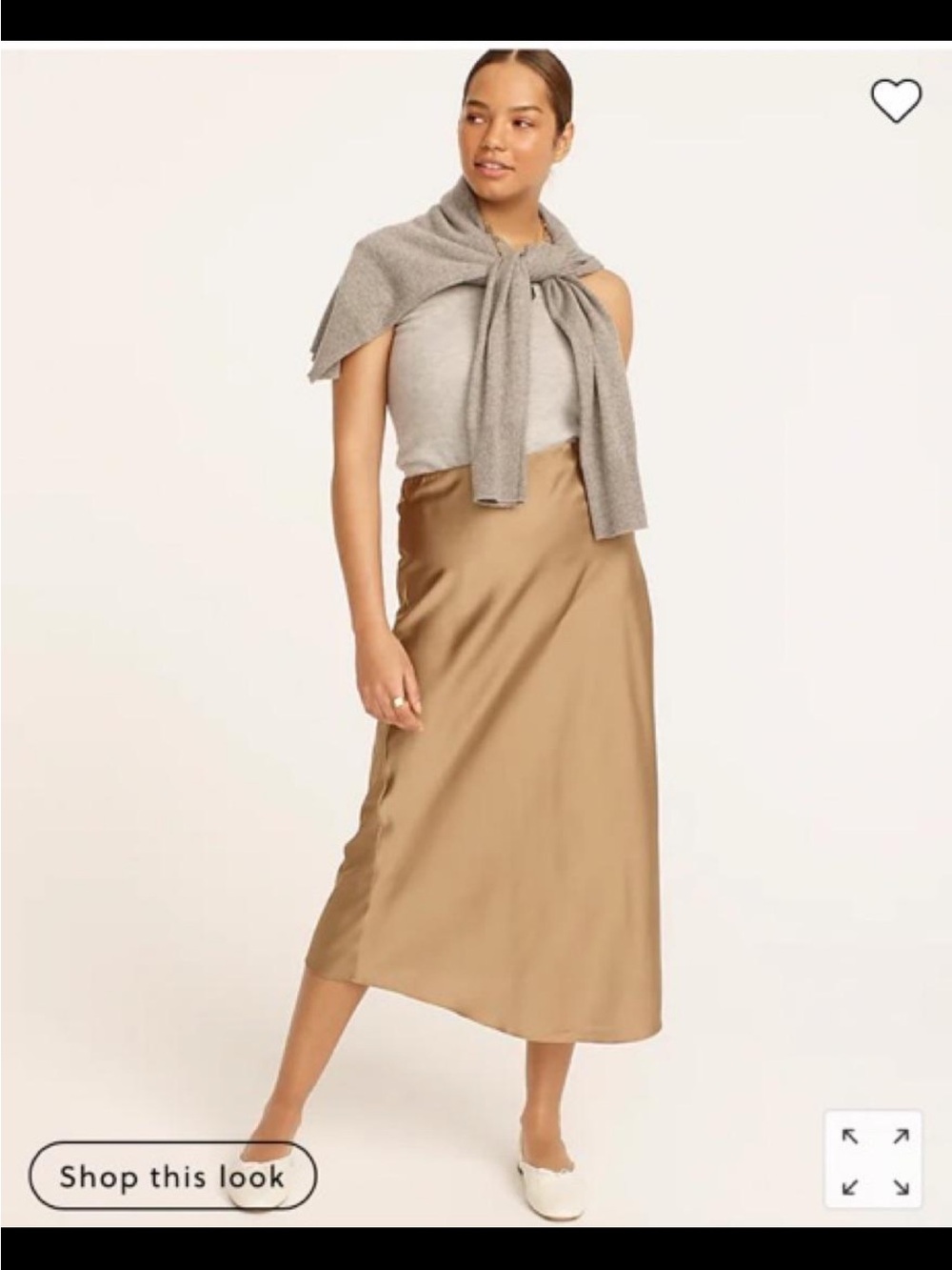 NWT! J. CREW Classic A-Line Midi satin Skirt metallic gold/tan